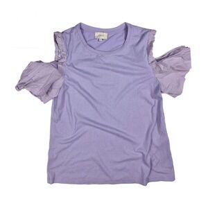 Salsa Lilac Boho Open Shoulder Bubble Sleeved Ribbed Blouse Women's Size Large